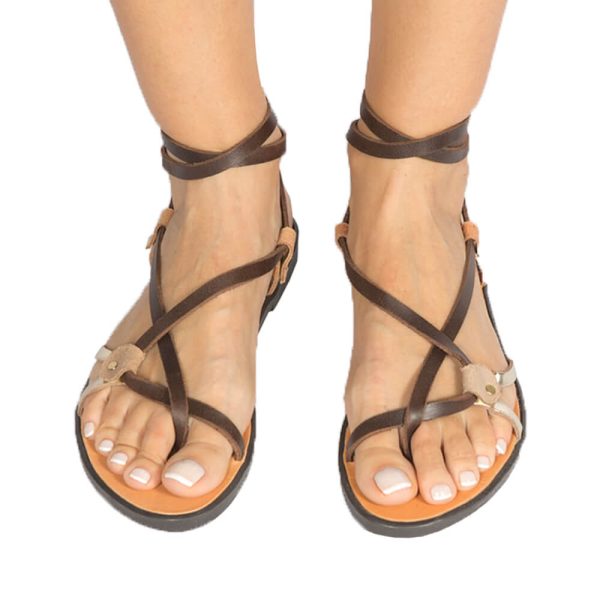 Amfitriti traditional sandals brown gold