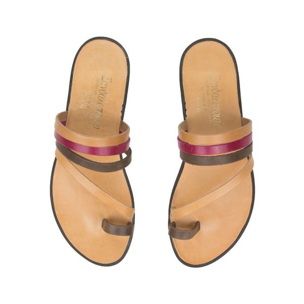 Crete traditional sandals dark pink a