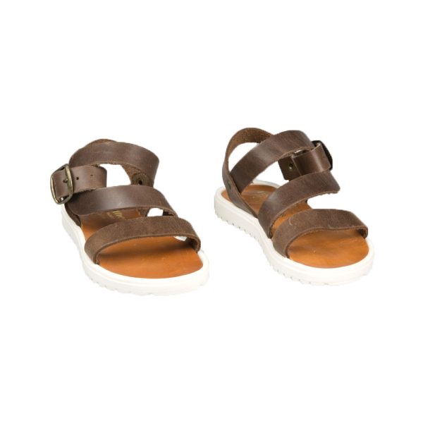 Kids handmade sandals in brown leather main pic