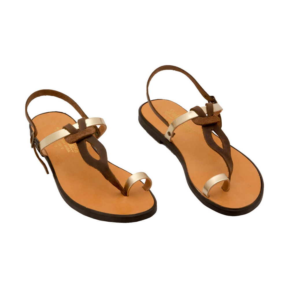 Nafplio traditional sandals brown gold 2a