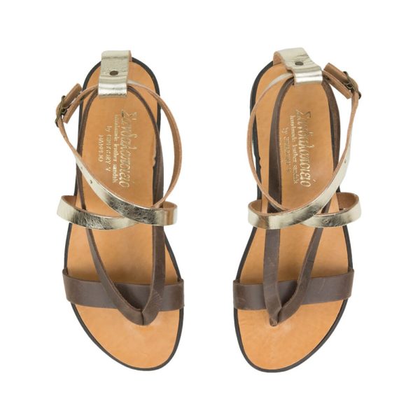 Skyros traditional sandals brown gold a