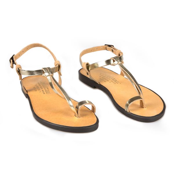 Kalypso traditional handmade sandals in gold leather new