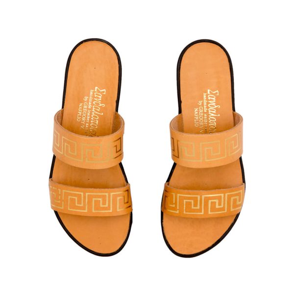 Meandros traditional sandals natural gold a