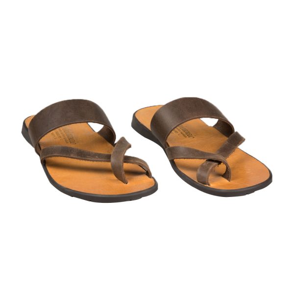 Athens mens handmade sandals in brown leather main pic