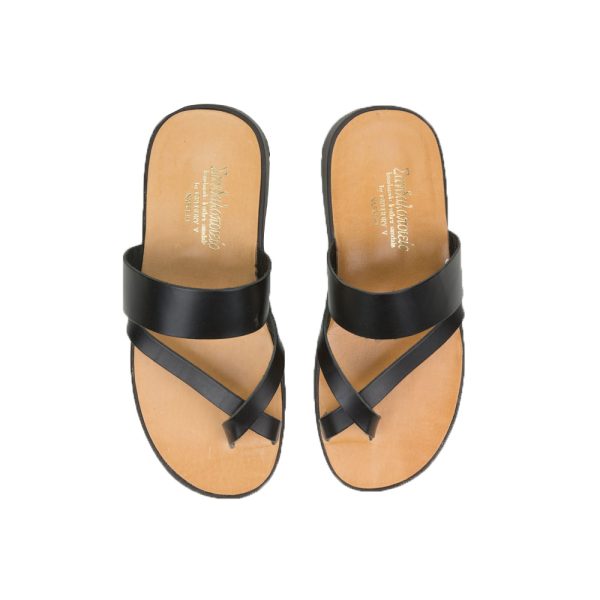 Mens Athens handmade sandals in black leather