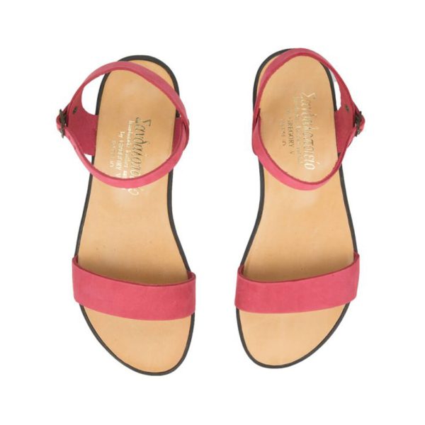 Sifnos traditional handmade sandals in coral leather